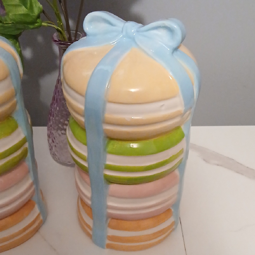 Set Of 2 Colorful Macaron Stacked Jars - Picture 2 of 7